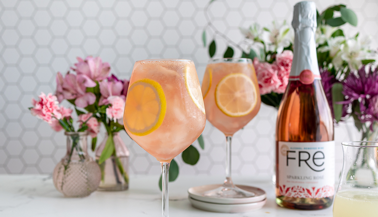 FRE sparkling rose lemonade mocktail
